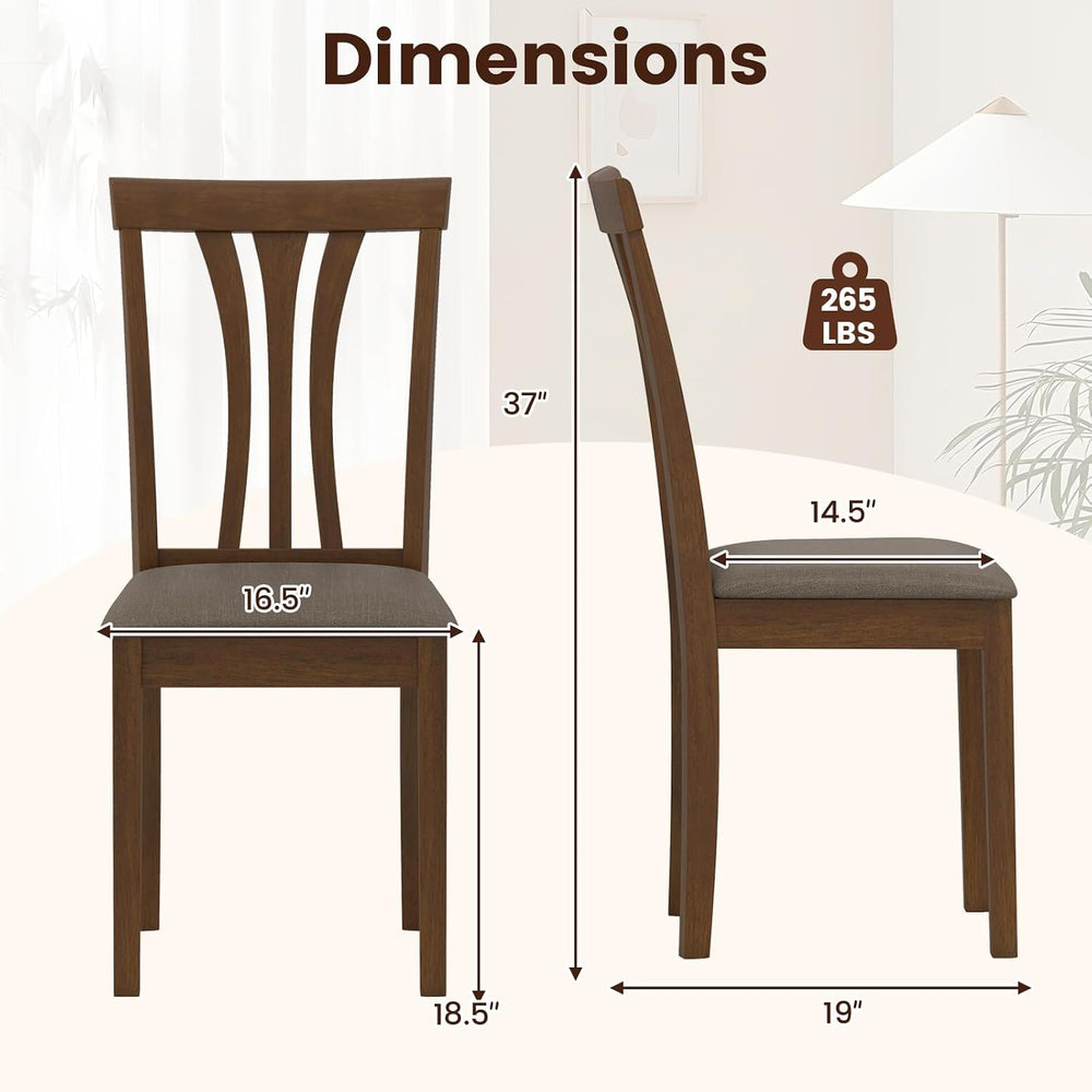Giantex Wooden Dining Chairs Set of 2, Linen Fabric Upholstered Kitchen Armle...