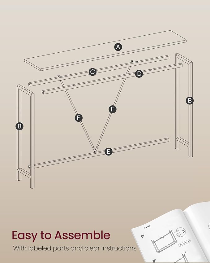 VASAGLE Console Sofa Table, Narrow Entryway Table, for Living Room, Bedroom, ...