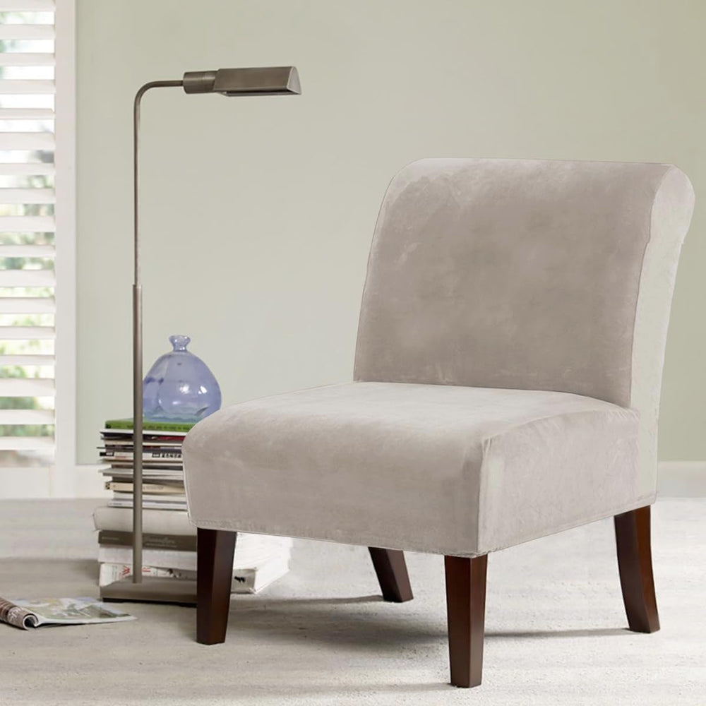 H.VERSAILTEX Armless Accent Chair Covers Thick Velvet Armless Chair Slipcover...