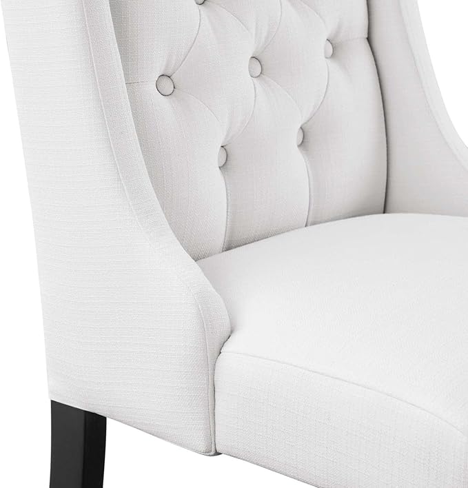 Modway Baronet Button-Tufted Fabric Parsons Dining Chair in White