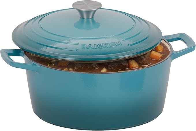 Bakken Enameled Cast Iron Dutch Oven Pot, 6QT Dutch Oven