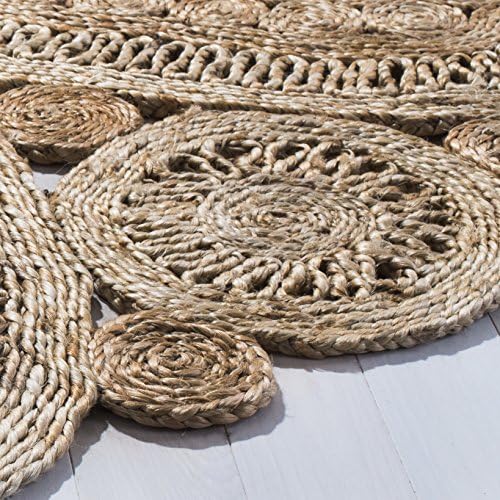 SAFAVIEH Natural Fiber Jute Round Rug 6', Boho Natural NF360A