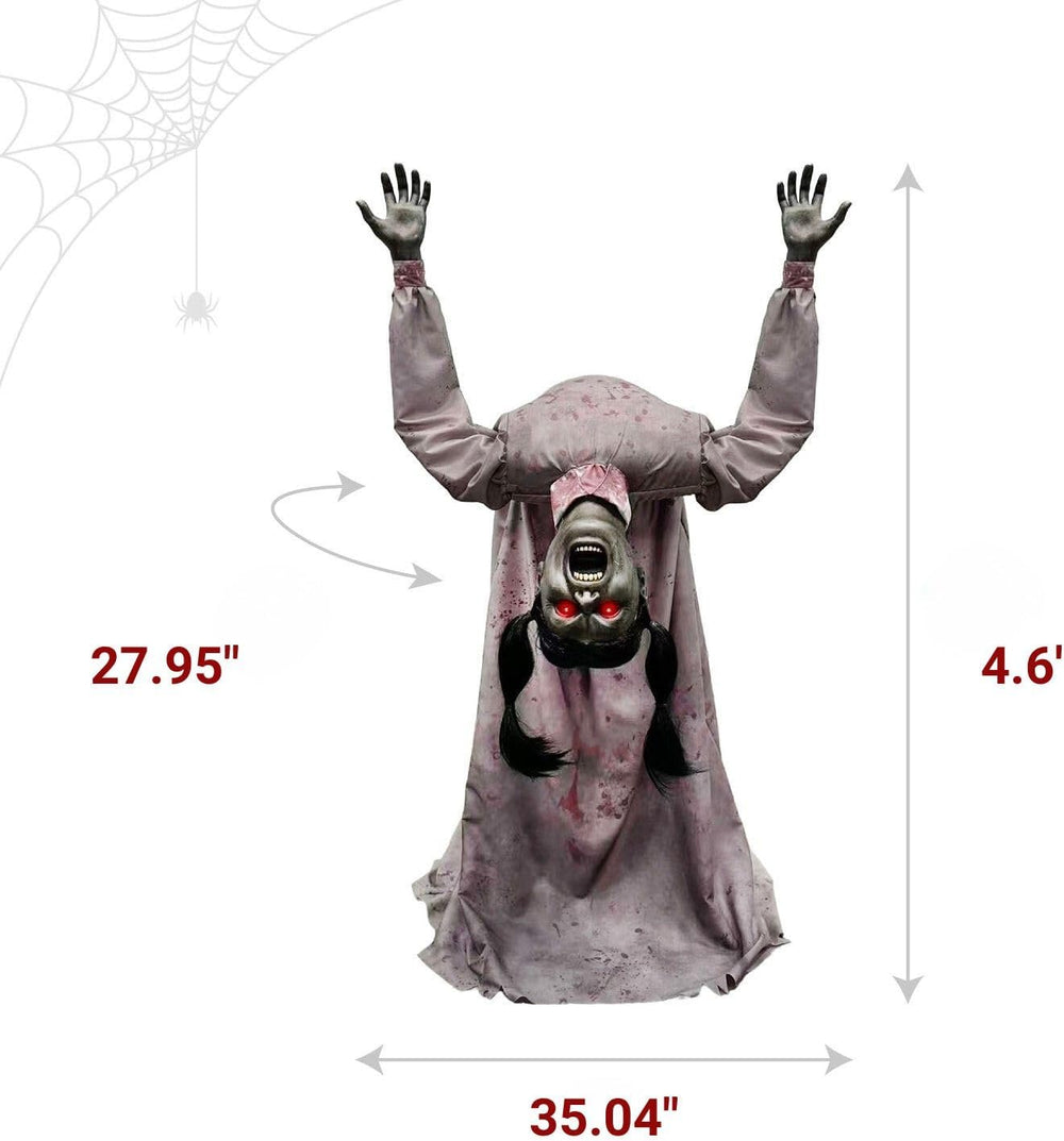 Haunted Hill Farm 4.6-Ft. Head-Spinning Beatrix Halloween Animatronic Prop
