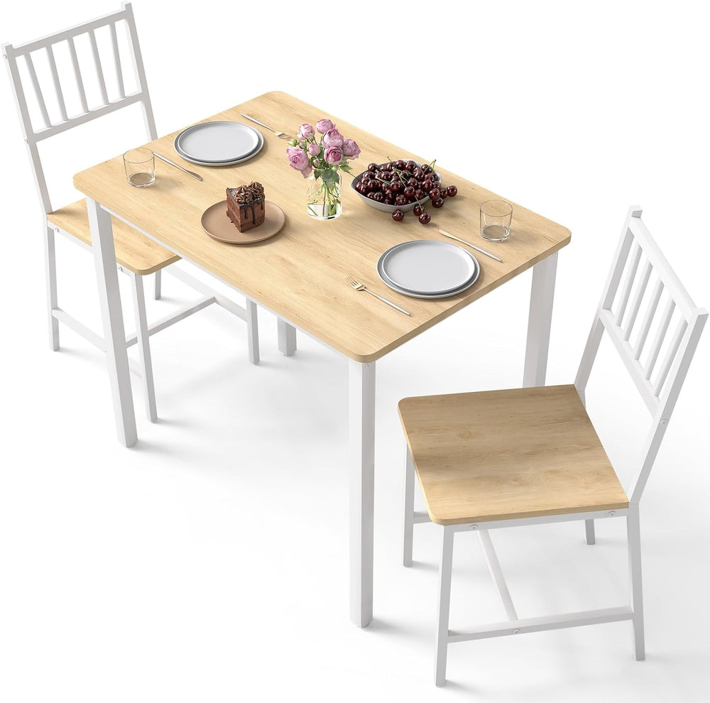 Yafylly Small Space 3 Piece Dining Table Set for 2, Compact Kitchen Table Set...