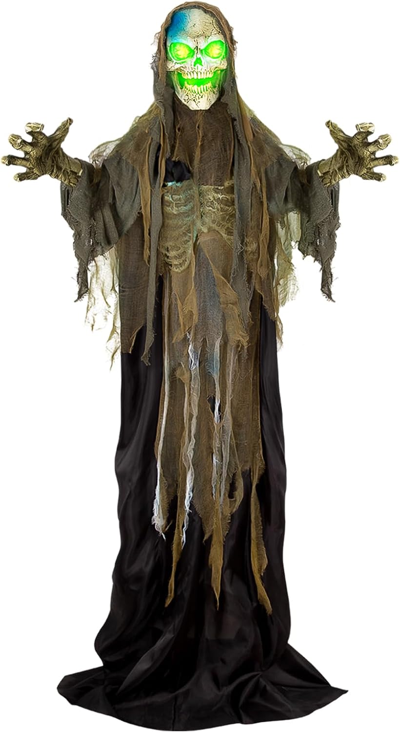 72โ Halloween Animatronics Standing Skeleton with Sound & Touch Activated