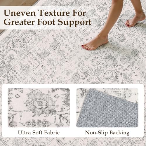 PureCozy Gray Area Rug 5x7 Vintage Floral