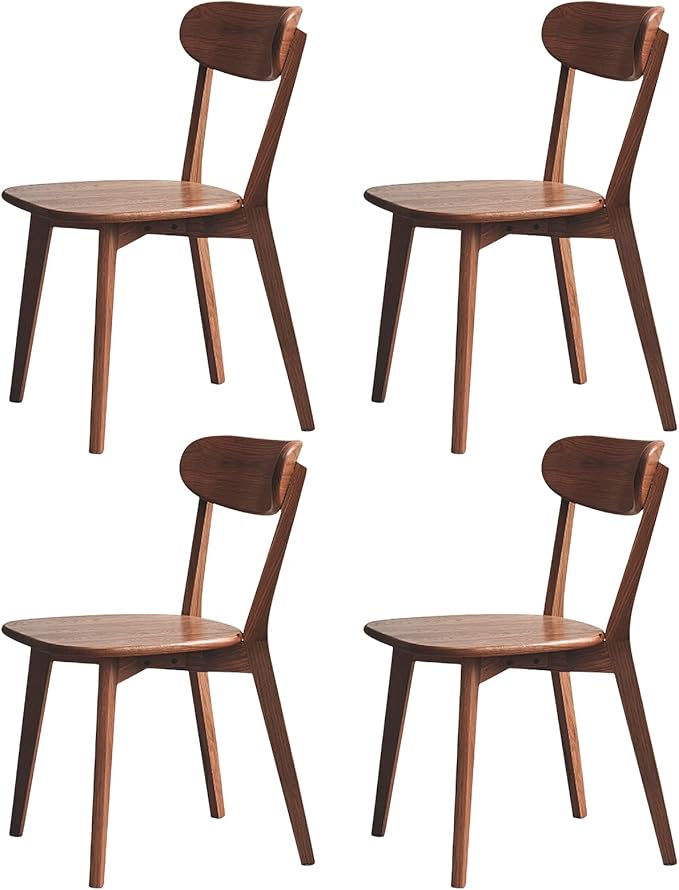 100% Solid Wood Dining Chairs,Mid Century Modern Dining Chairs with Rounded B...