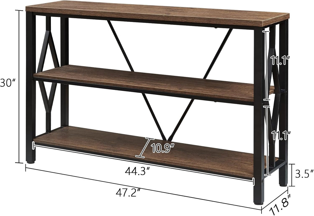 HOMISSUE Sofa Console Table, Rustic Console Table with 3-Tier Storage, Engine...