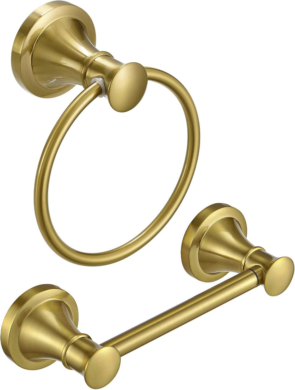 RUMOSE Toilet Paper Holder and Hand Towel Ring Brushed Gold Wall Mount Bathroom