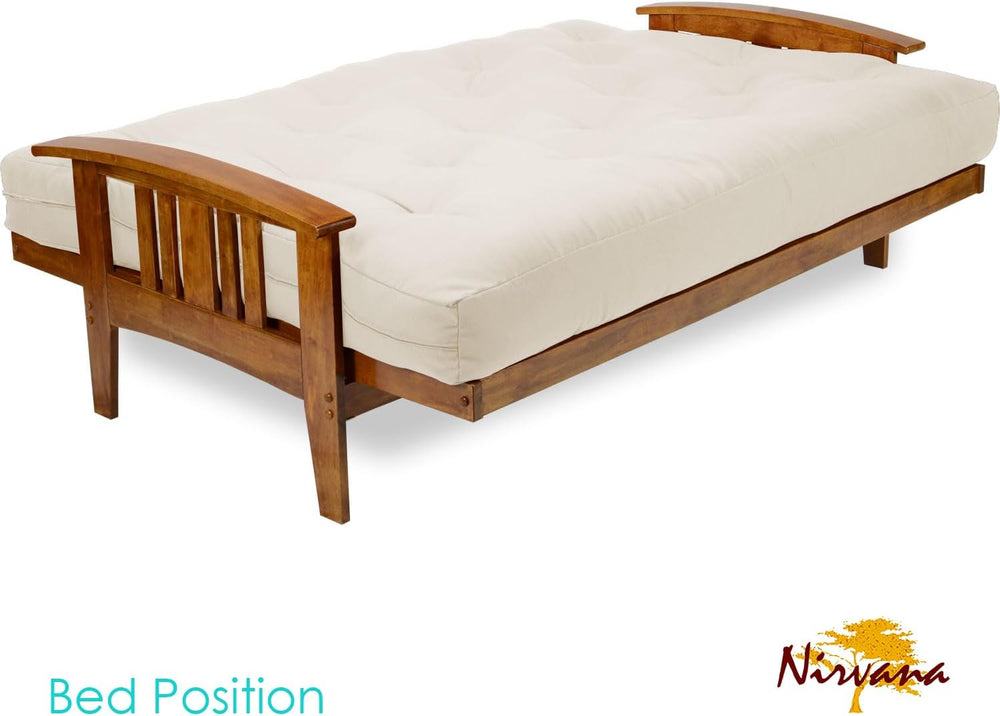 Westfield Futon Set - Queen Size, Frame, 8" Mattress, Twill Ivory Cover