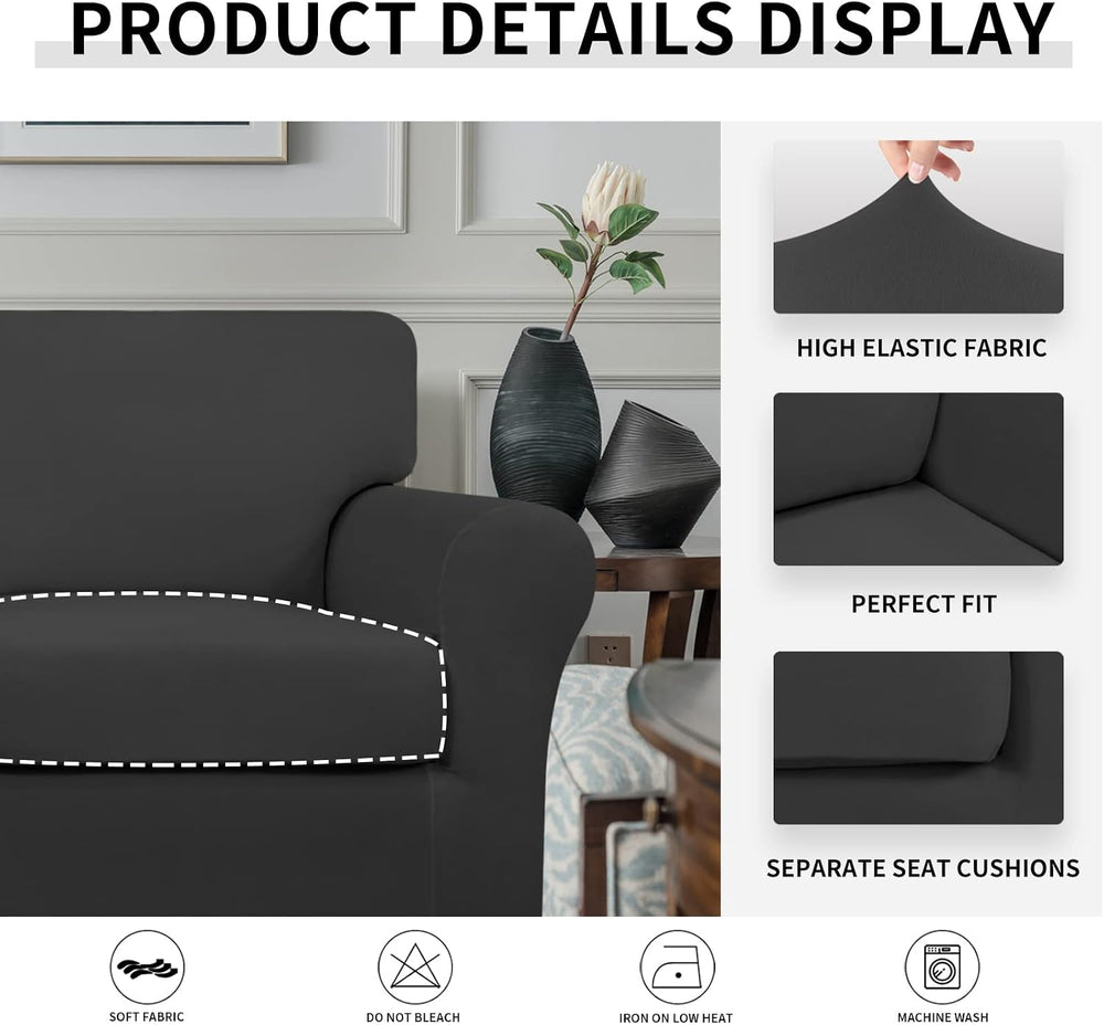 Easy-Going 2 Pieces Stretch Sofa Slipcover for Armchair Washable