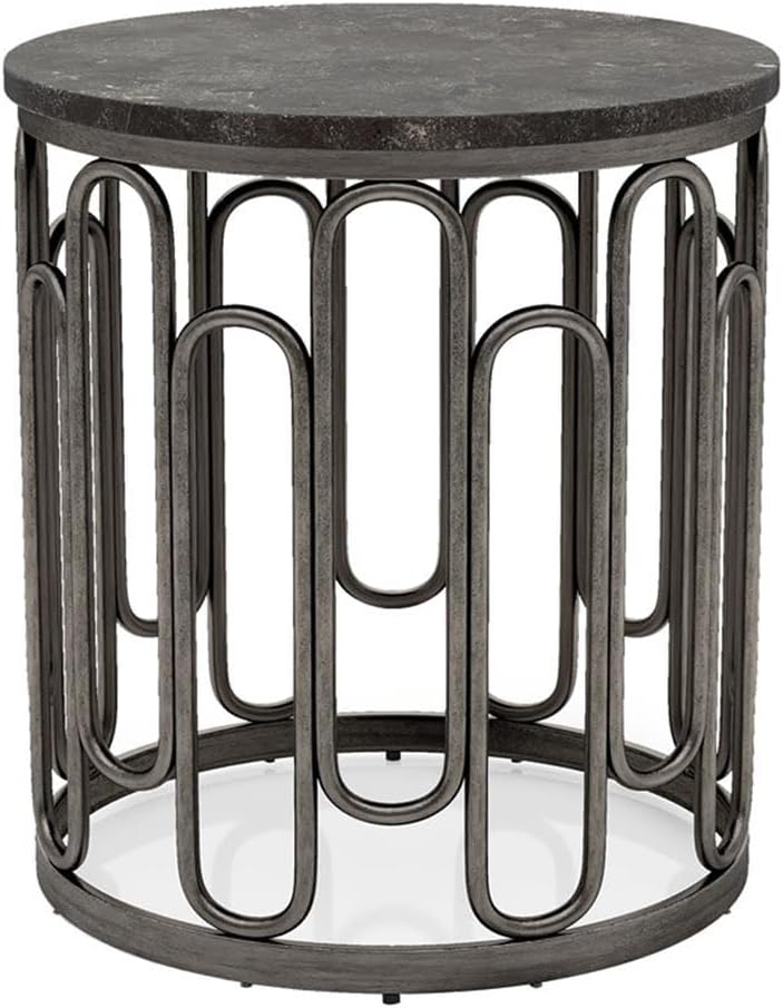 BOWERY HILL 3-Piece Marble and Metal Coffee Table Set in Black Finish, Includ...