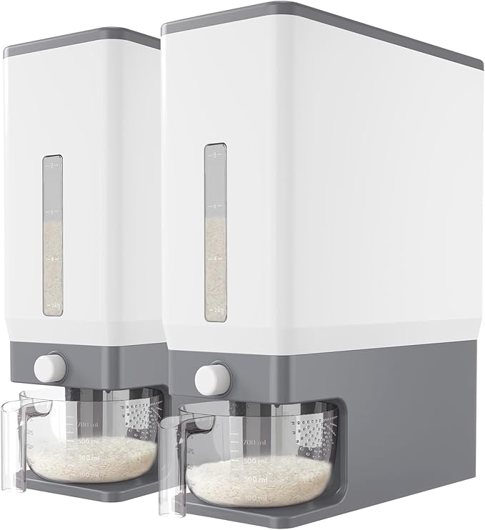 Lifewit 2 Pack Rice Dispenser 25 Lbs, Rice Storage Container Sealed Moisture