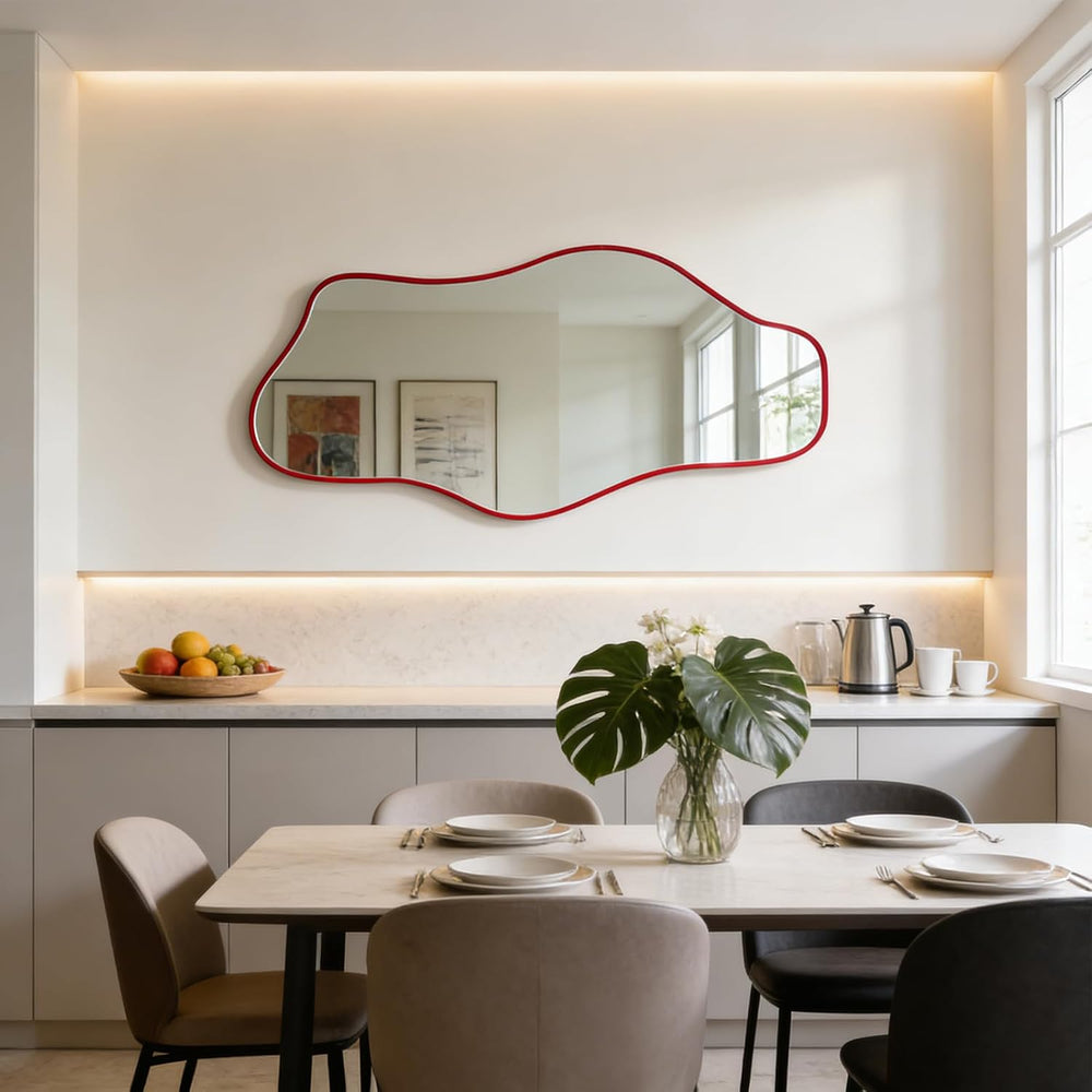54.5"x24" Irregular Wall Mirror, Asymmetrical Frameless Mirror