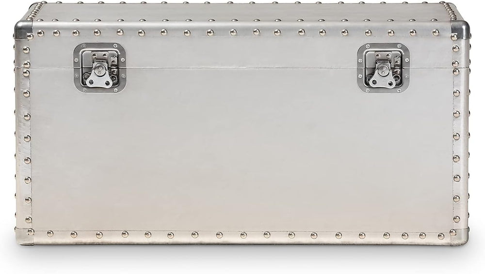 Baxton Studio Serge 13.98-inch High Storage Trunk, Silver