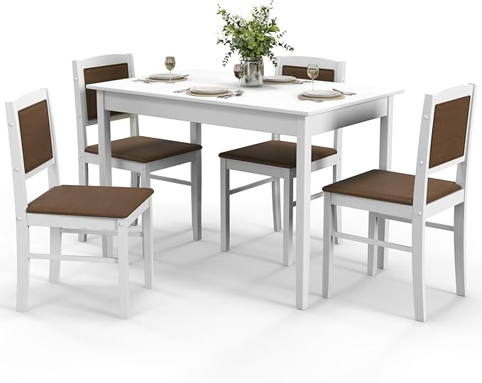 NAFORT Dining Table Set for 4, Farmhouse Kitchen Table and Chairs Set of 4, M...