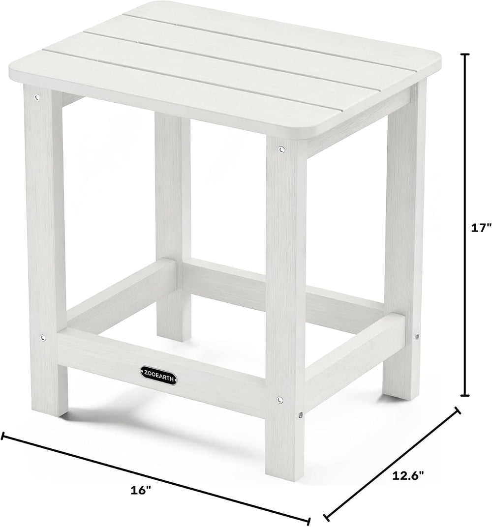 Square Outdoor Side Table, Patio End Table for Adirondack Chair, White