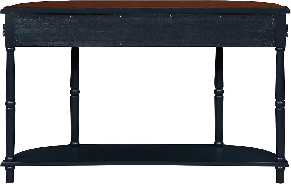 P PURLOVE Curved Console Table with 2 Drawers, Retro Sofa Table with Solid Wo...