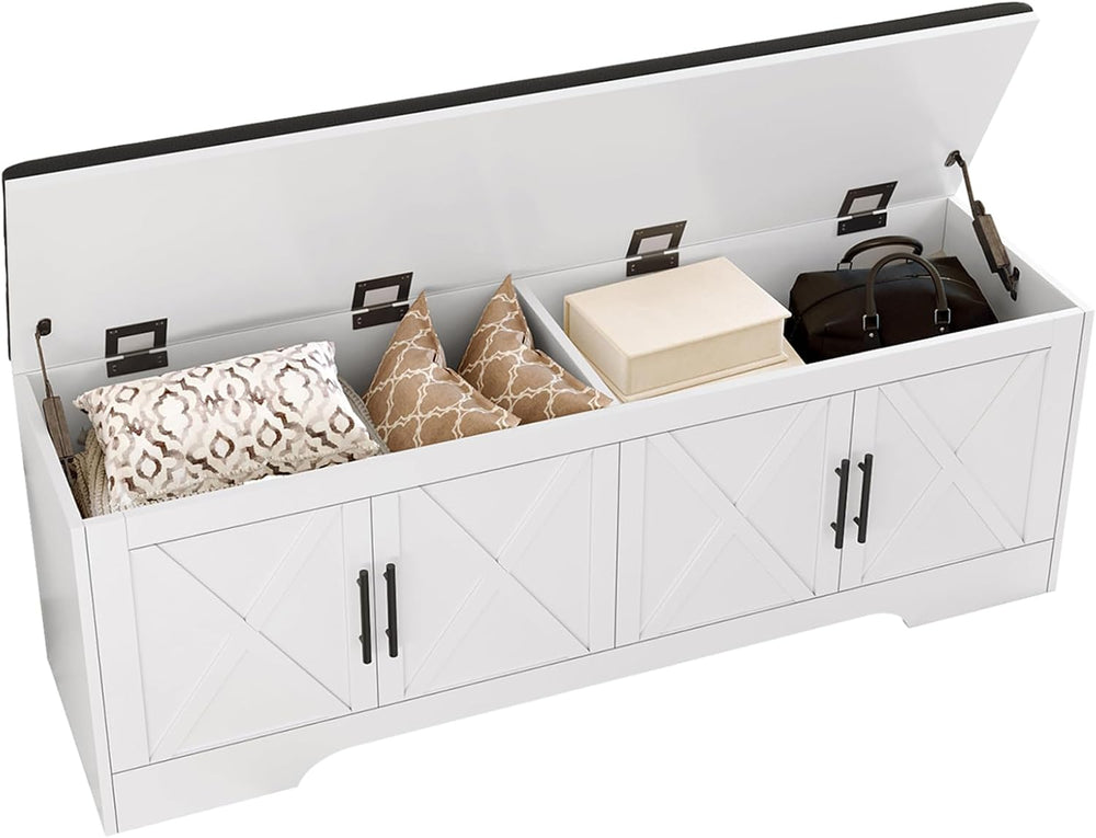 DreamDashio Storage Bench with Cushion, 47.2" End of Bed Storage Bench w...