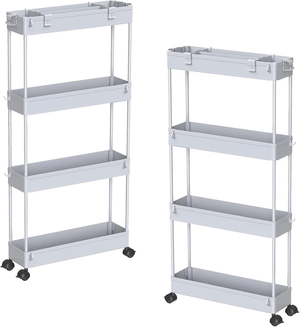 SPACELEAD 2-piece Set Slim Storage Cart 3 Tier, Bathroom Organizer Rolling