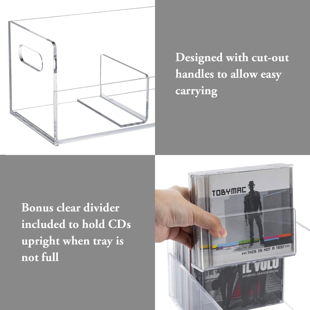 MyGift 2 Pcs Clear Acrylic CD Holder Racks, Stackable CD Storage Box, Music D...