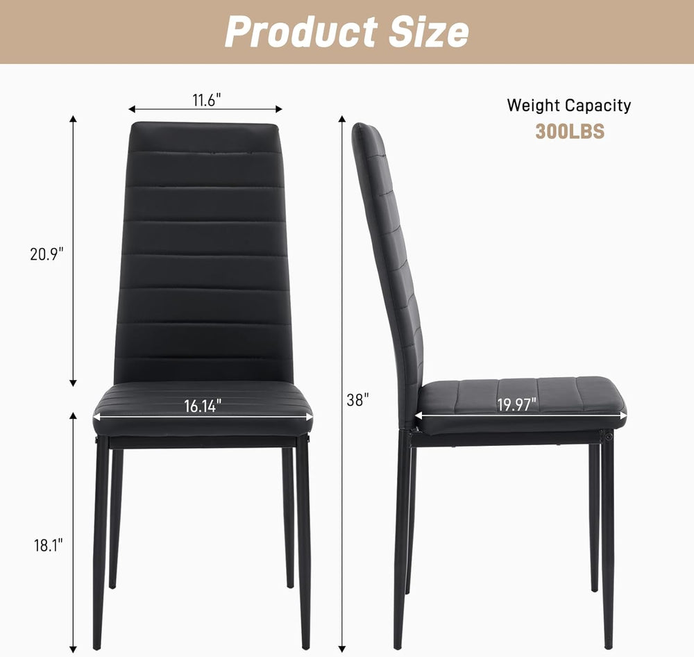 Karl home Dining Chairs Set of 4, PU Leather Balck Kitchen Chairs with Padded...