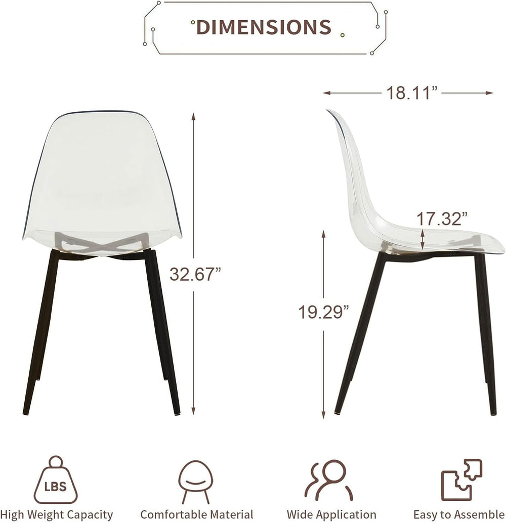 Baysitone Clear Dining Chairs Set of 12, Modern Kitchen Chairs with Transpare...