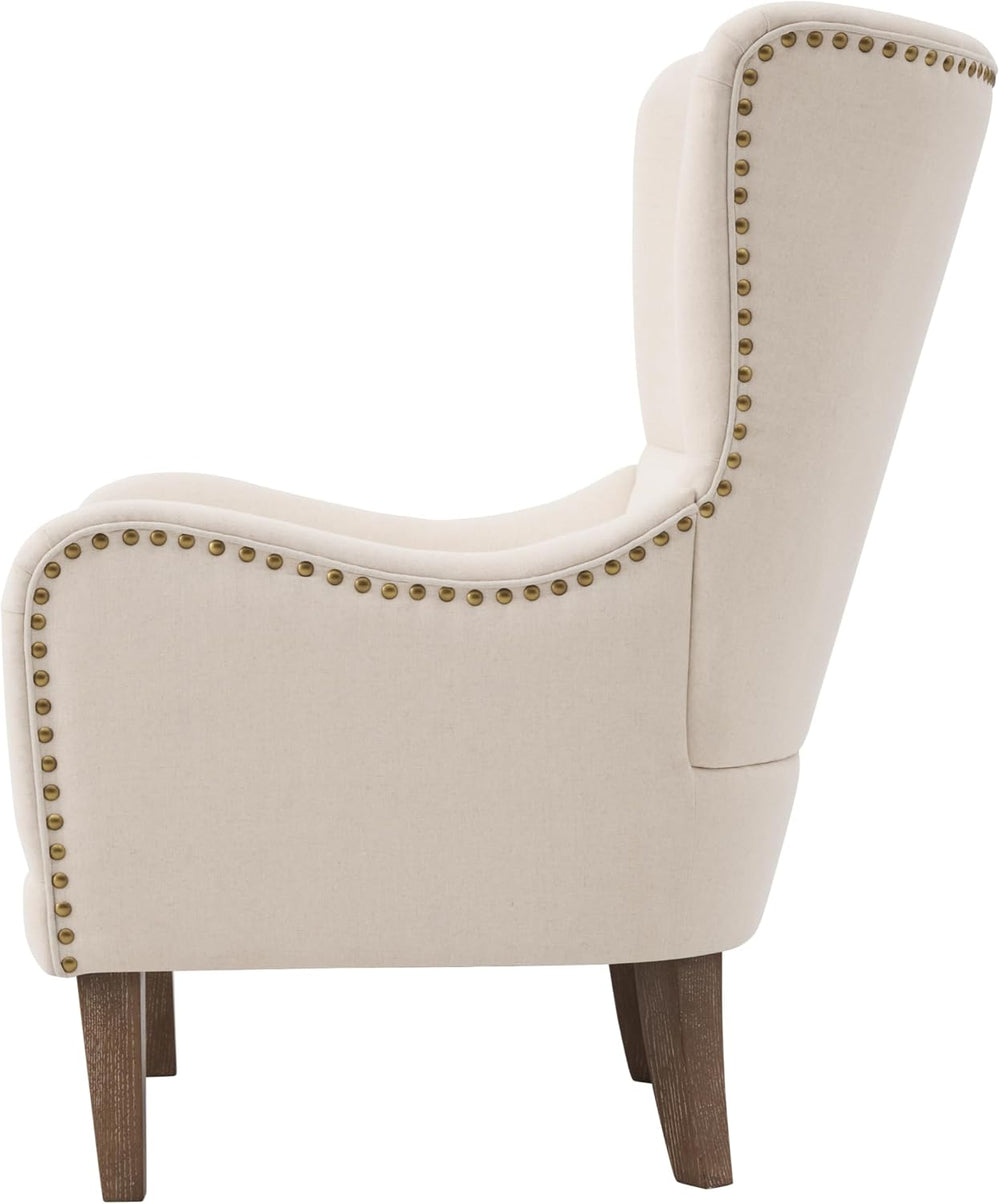 Merax 2Pcs High Wingback Accent Chair with Linen Upholstery, Mid-Century Mode...