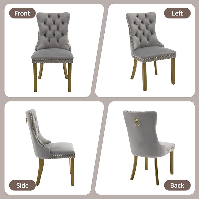 Velvet Dining Chairs Set of 4, High-end Tufted Upholstered Dining Chair with ...