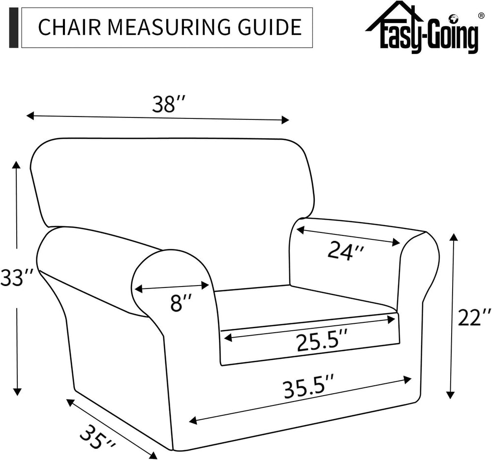 Easy-Going 2 Pieces Stretch Sofa Slipcover for Armchair Washable