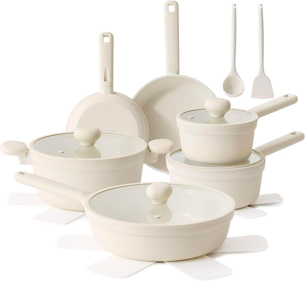 SENSARTE Ceramic Nonstick Pots and Pans Set 17pcs, Healthy Induction Cookware