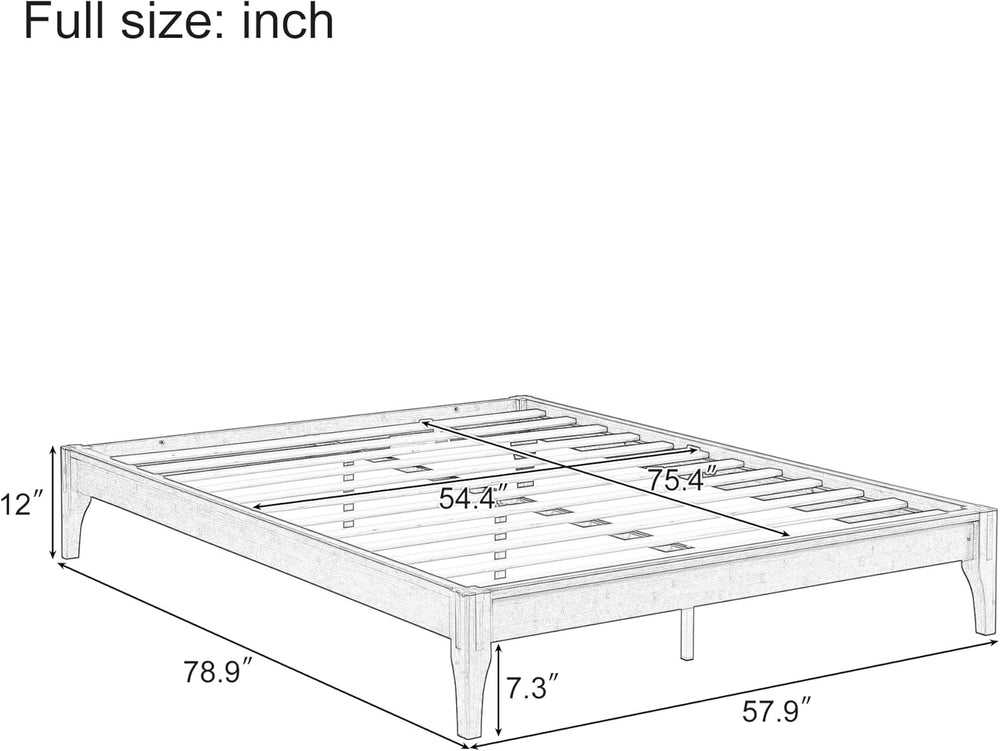 Merax Full Size Bamboo Japanese Joinery Bed Frame, Tools Free, Natural