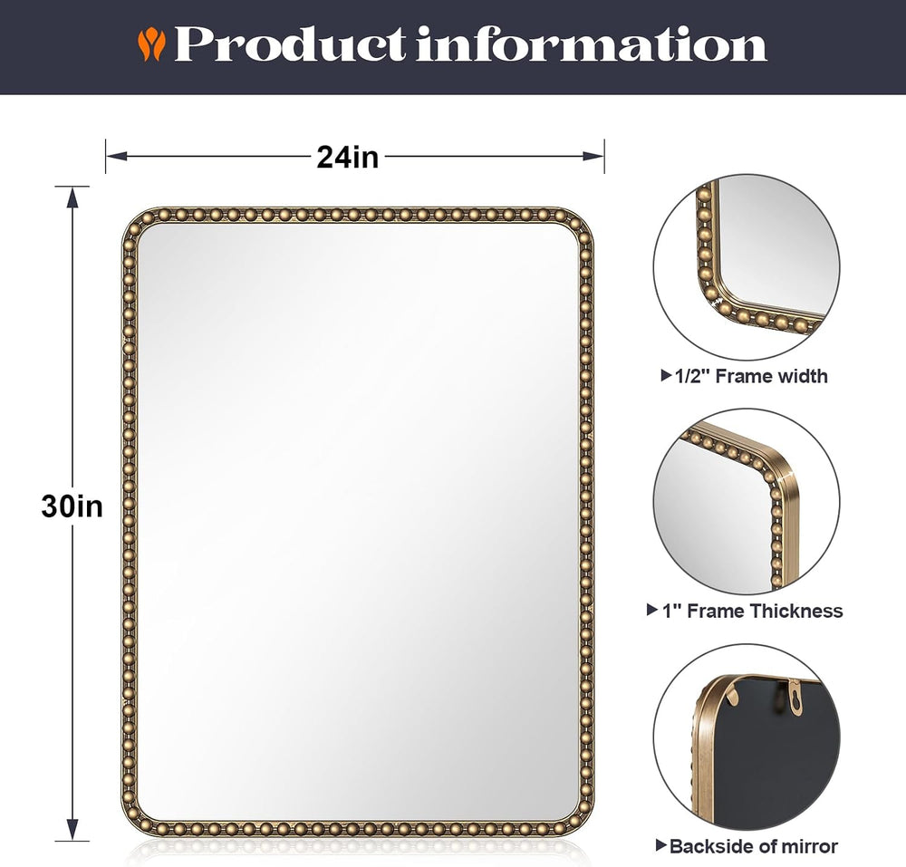 24"x30" Champagne Bronze Mirror for Bathroom, Champagne Bronze Vani...