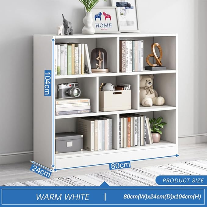 IOTXY Open Shelf Low Bookcase - Wooden 3-Tier Floor Standing Display Cabinet ...