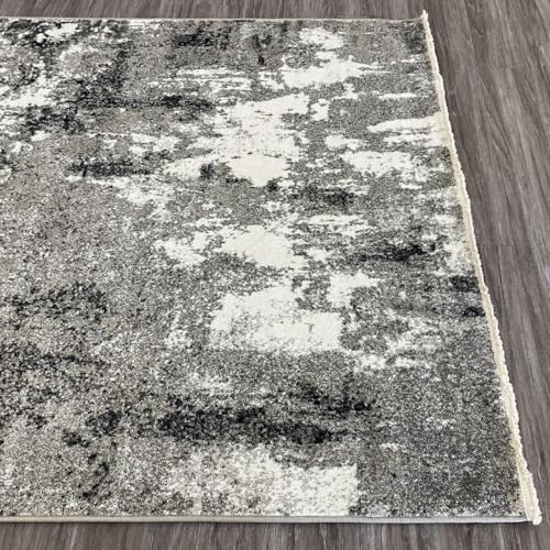 LUXE WEAVERS Abstract Fringed Area Rug Gray 5x7