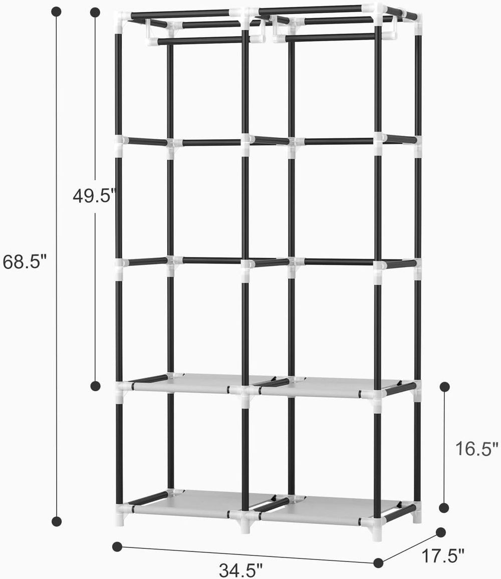VTRIN Portable Closet Wardrobe Closet for Hanging Clothes with 4 Storage Shel...