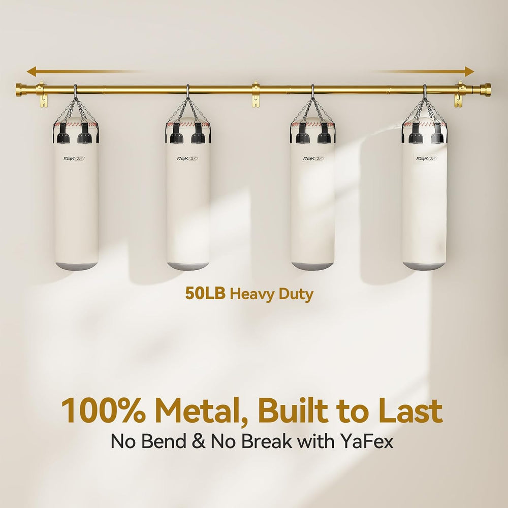 YaFex Warm Gold Curtain Rods 32-114 Inch, 1 Inch Diameter Heavy Duty