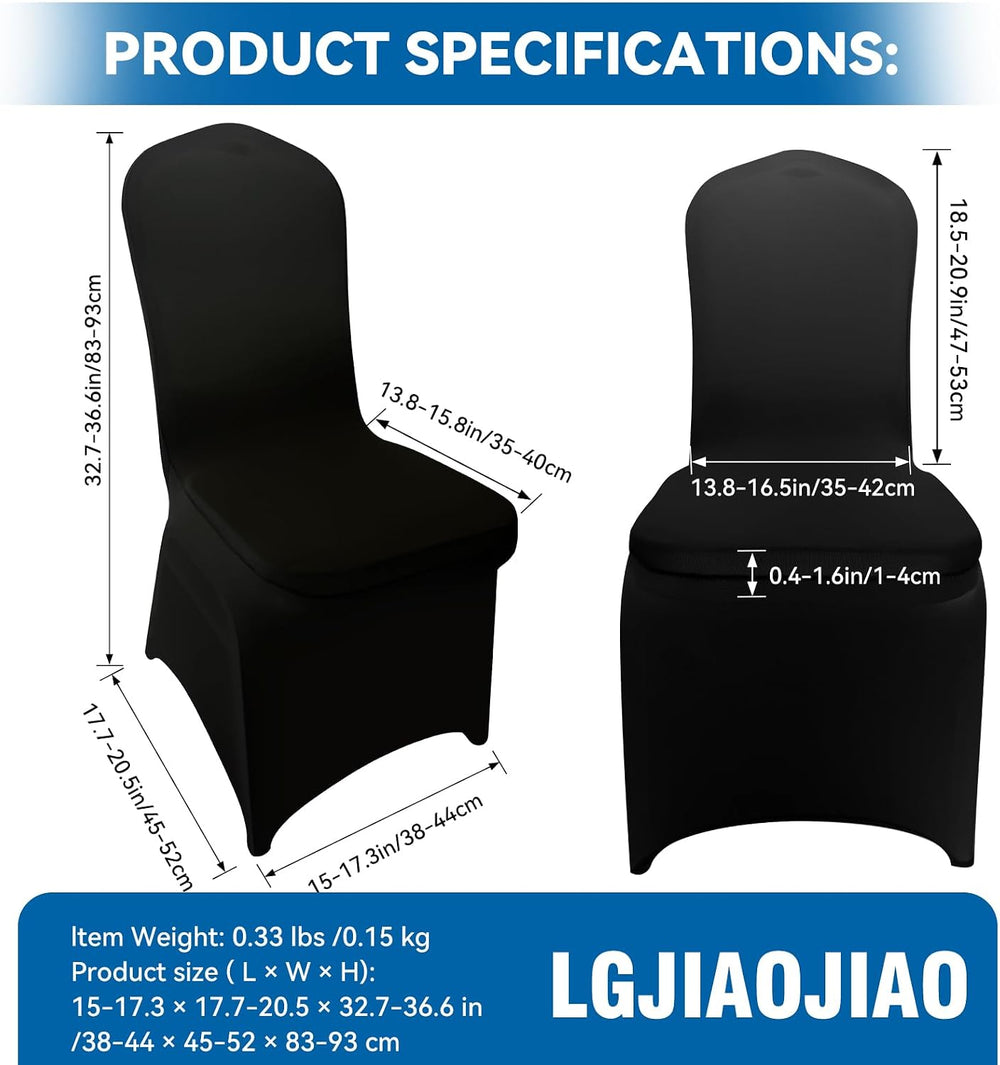 50 Pieces Black Chair Covers - Versatile Stretch Polyester Spandex Dining Cha...