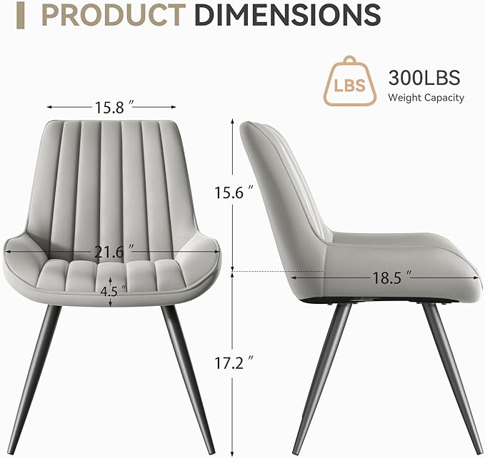 Modern Dining Chairs Set of 4,Upholstered Dining Room Chairs with Thick Cushi...