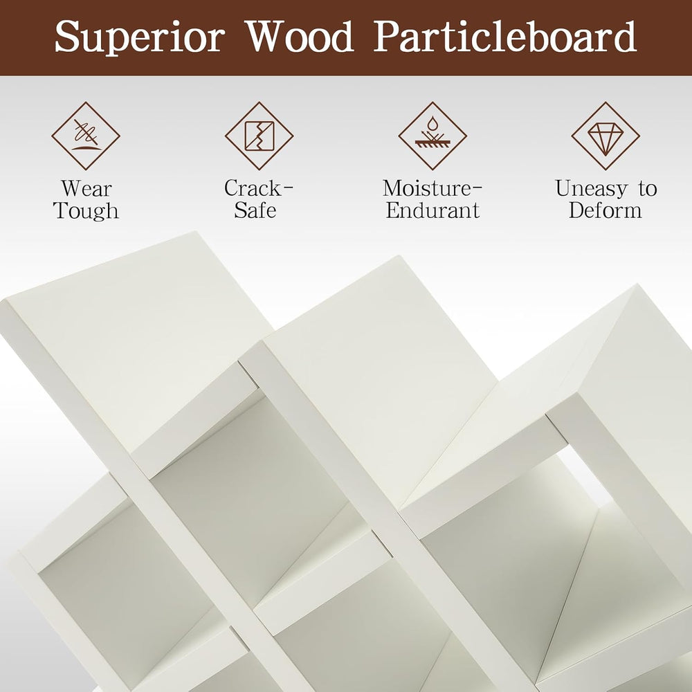 10 Grids Wooden Wine Rack โ Wall Mounted or Countertop Storage, Diamond Latti...