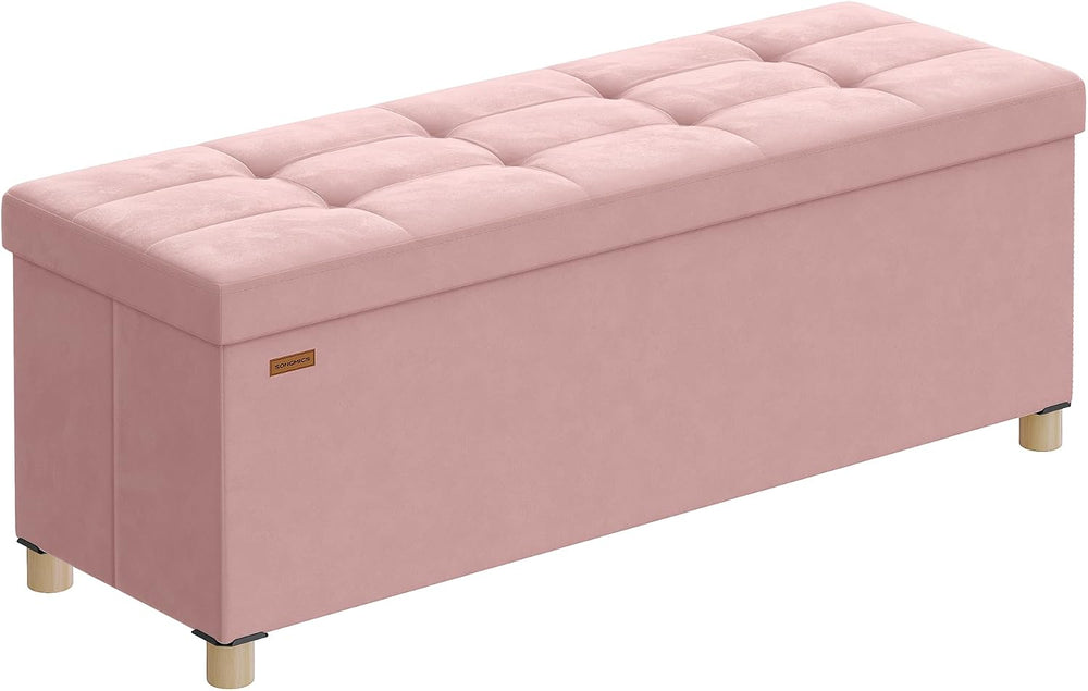 SONGMICS Storage Ottoman Bench, Folding Storage Chest, 15 x 43.3 x 15.7 Inche...