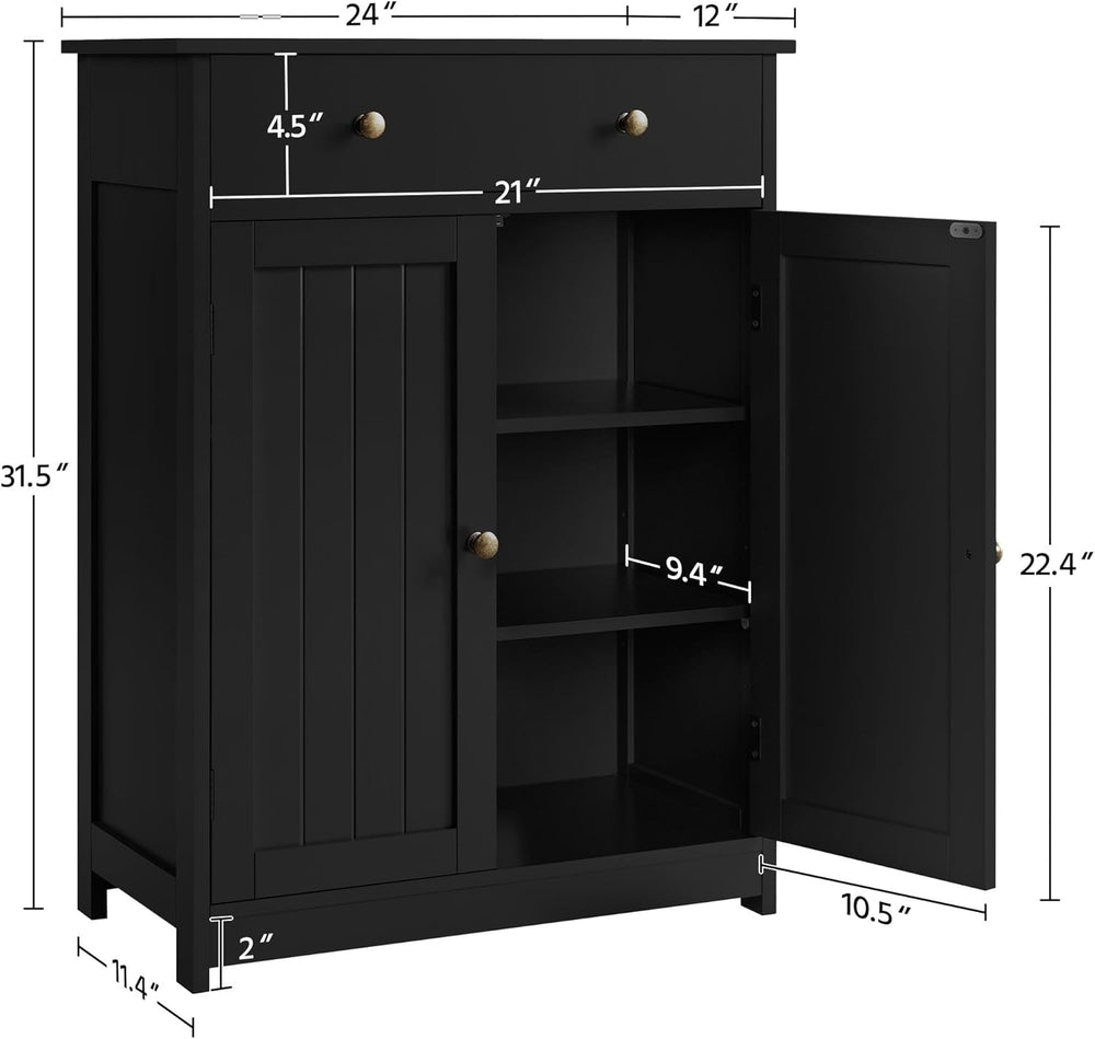 Yaheetech Bathroom Storage Cabinet with 1 Drawer and 2 Doors, Bathroom Floor ...