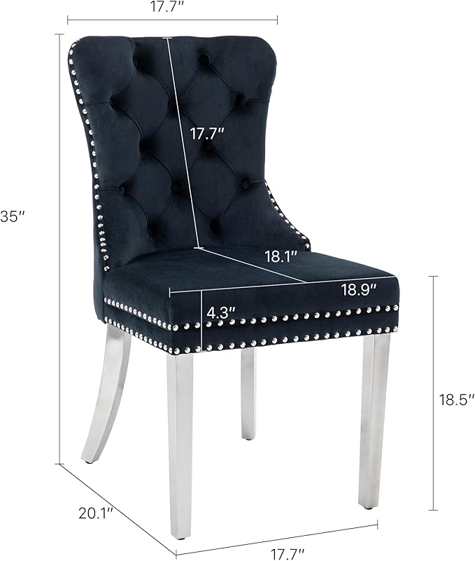KCC Velvet Dining Chairs Set of 6, Upholstered High-end Tufted Dining Room Ch...
