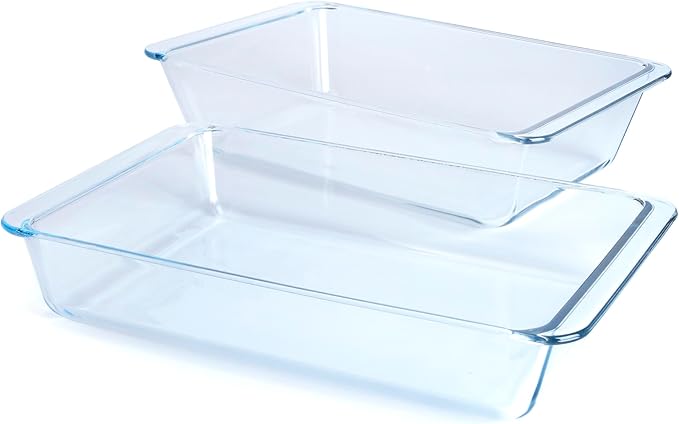 Set of 2 pcs Tempered Glass Baking Dish Set, Deep and Classic Borosilicate