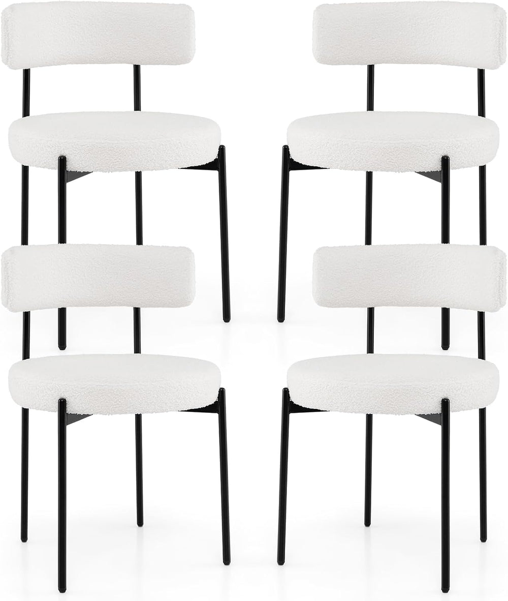 Giantex Sherpa Dining Chairs Set of 4, Upholstered Round Kitchen Chairs with ...