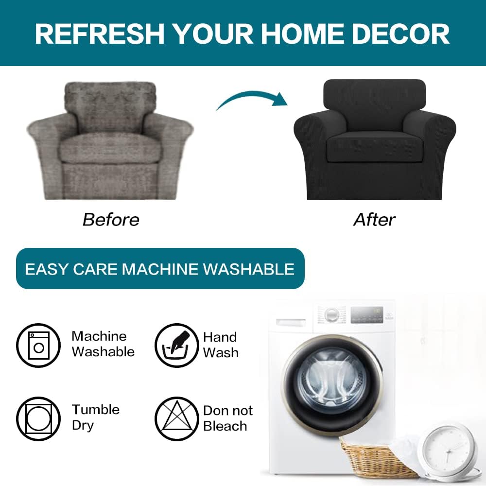 Turquoize 2 Piece Chair Covers Chair Slipcovers for Living Room Armchair Couc...
