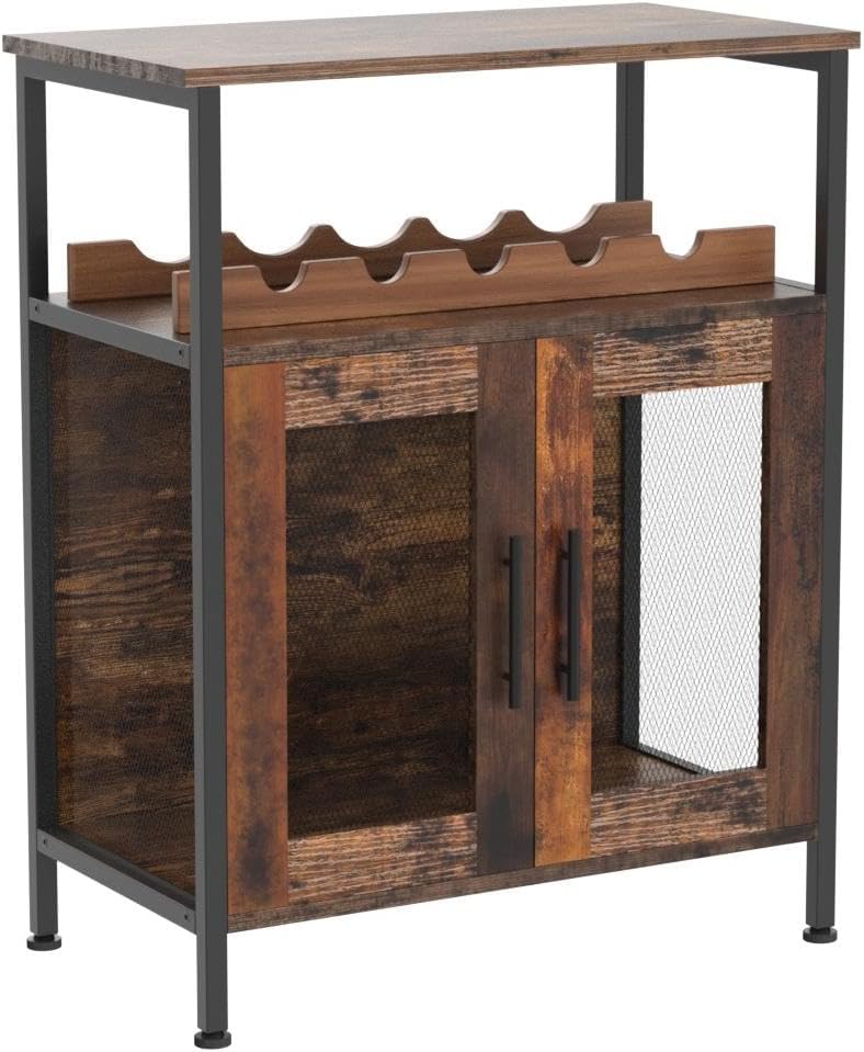 X-cosrack Wine Bar Rack Cabinet with Detachable Wine Rack, Coffee Barwith Gla...