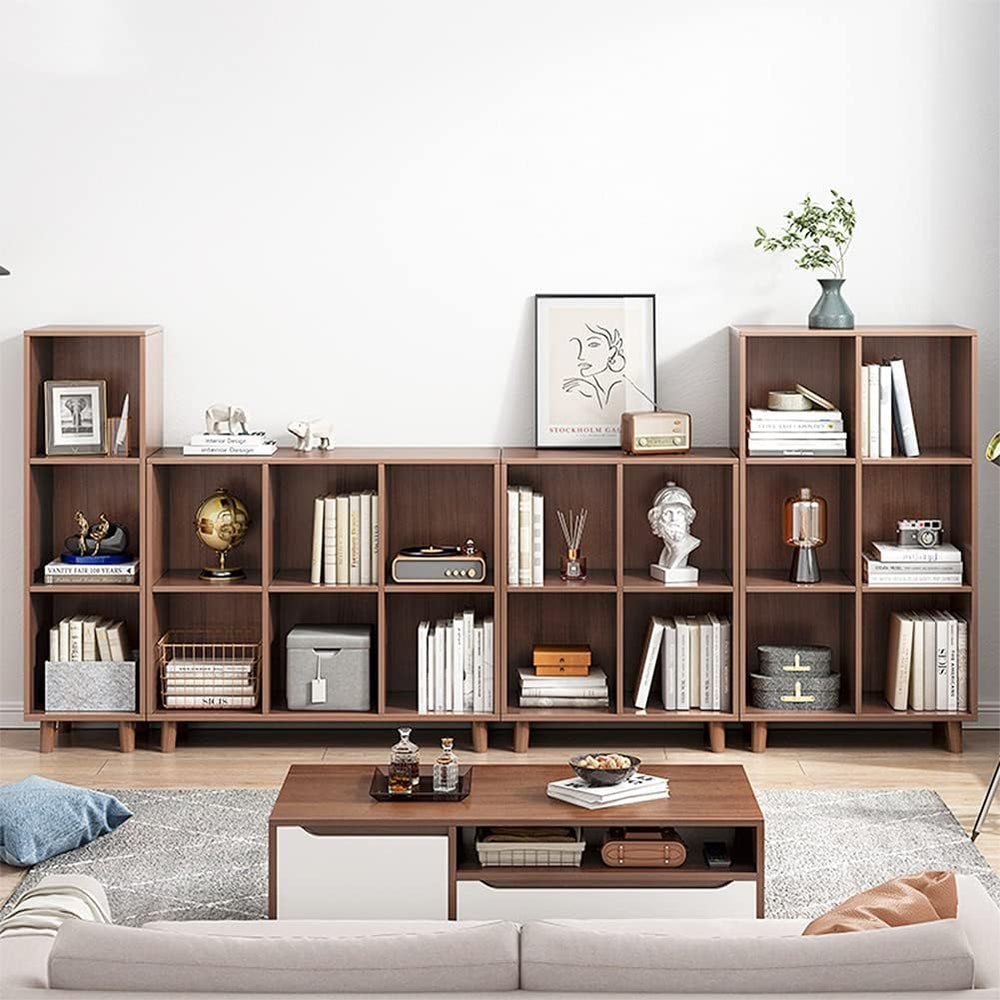IOTXY Freestanding Open Cubes Bookcase - 2-Tier Floor Standing Wooden Storage...