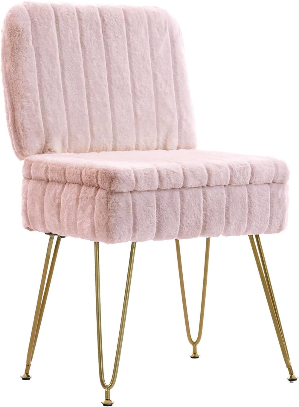 Vanity Chair with Storage | Comfy Ottoman with Folding Back