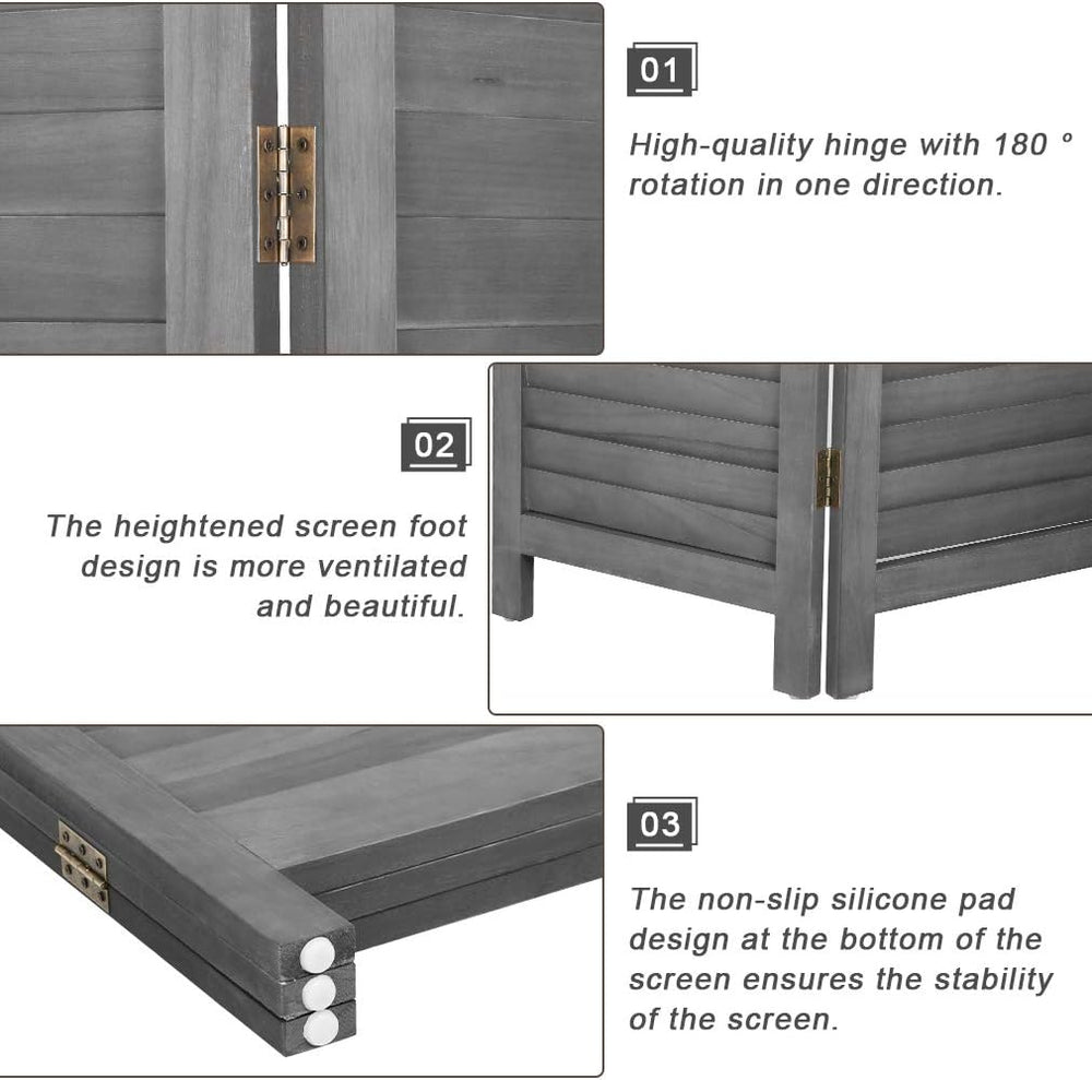 3 Panel Wood Room Divider 5.7 Ft Tall Privacy Wall Divider 67.7" x 16.9&...